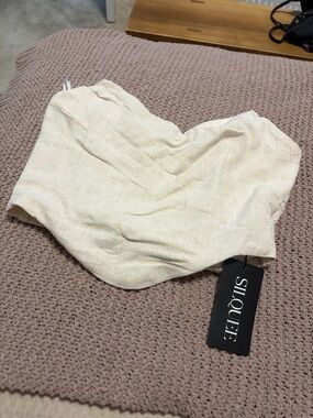 Cream Strapless Cropped Bustier Top